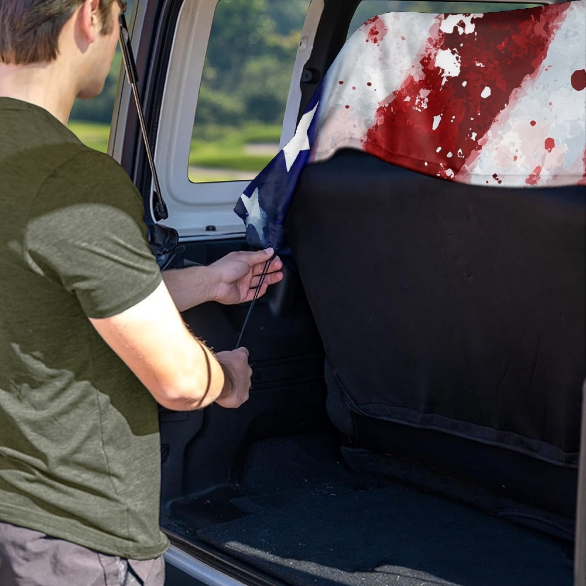 Xixirimido Patriotic American Flag Car Seat Cover Towel Backseat Breathable Rear Bench Towel Seat Covers for 4th of July Non-Slip Universal Fit for Sedan Trucks Van SUV, Auto Seat Protector