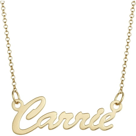 Personalized Premium 14kt Gold over Sterling Hollywood Script Nameplate Necklace, 18