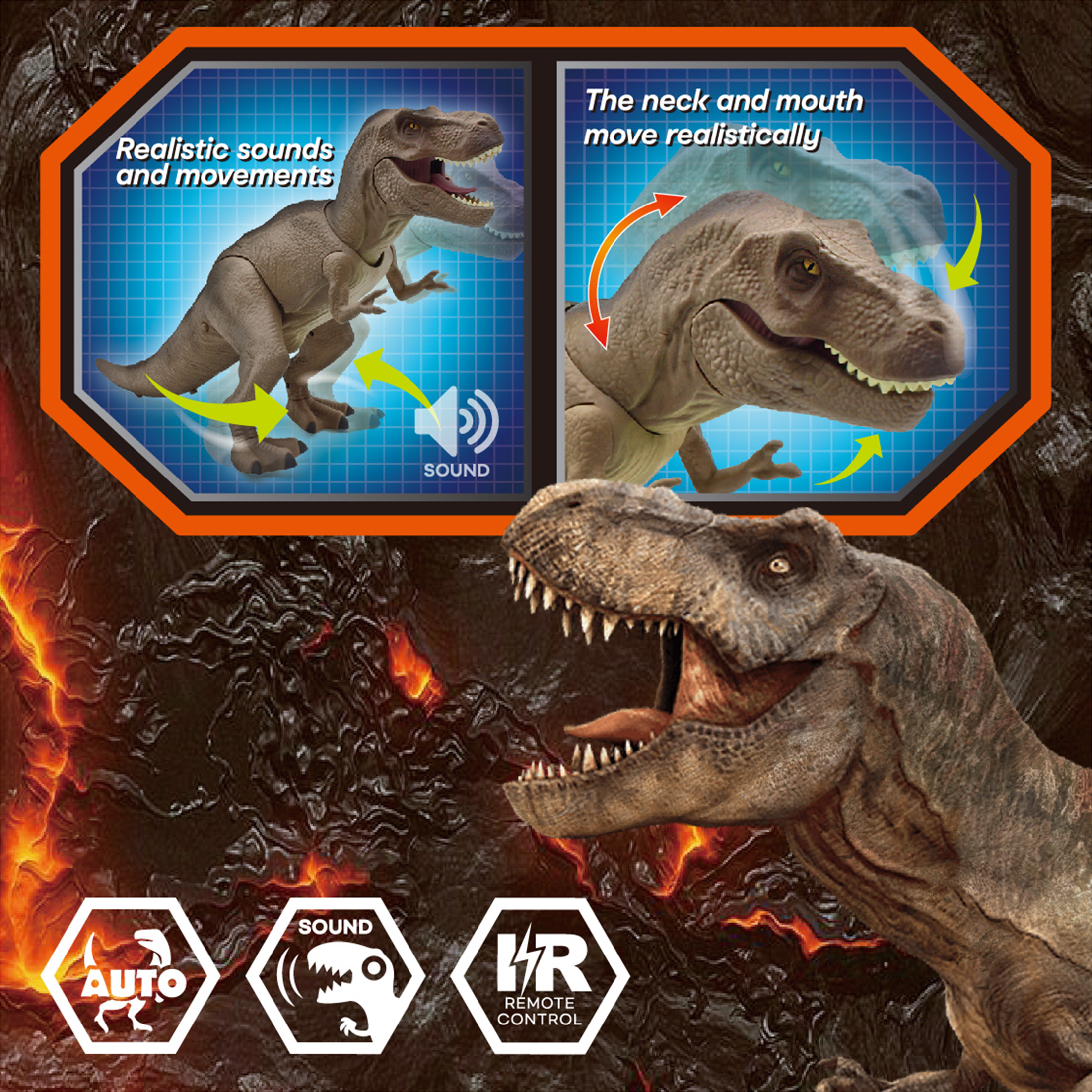 KOPPOP IR Remote Control T-Rex Dinosaur, Easy-Use Electric Walking Dinosaur Toy for Kids Boys Girls Ages 3 and up