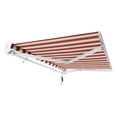 thumbnail image 5 of Awntech 12 Ft Destin Right Motorized Heavy Duty Patio Retractable Awning with Protective Hood (144in x 10.38in x 120in), Burgundy/Tan Stripe, 5 of 9