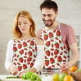 thumbnail image 3 of Red Strawberry Plants Fruit White Pattern Apron-Garden Aprons for Women with Pockets-Cotton Linen Waterproof Kitchen Cooking Gardening Aprons Adjustable for Kitchen,Cooking,BBQ and Salon 33x27 Inch, 3 of 7