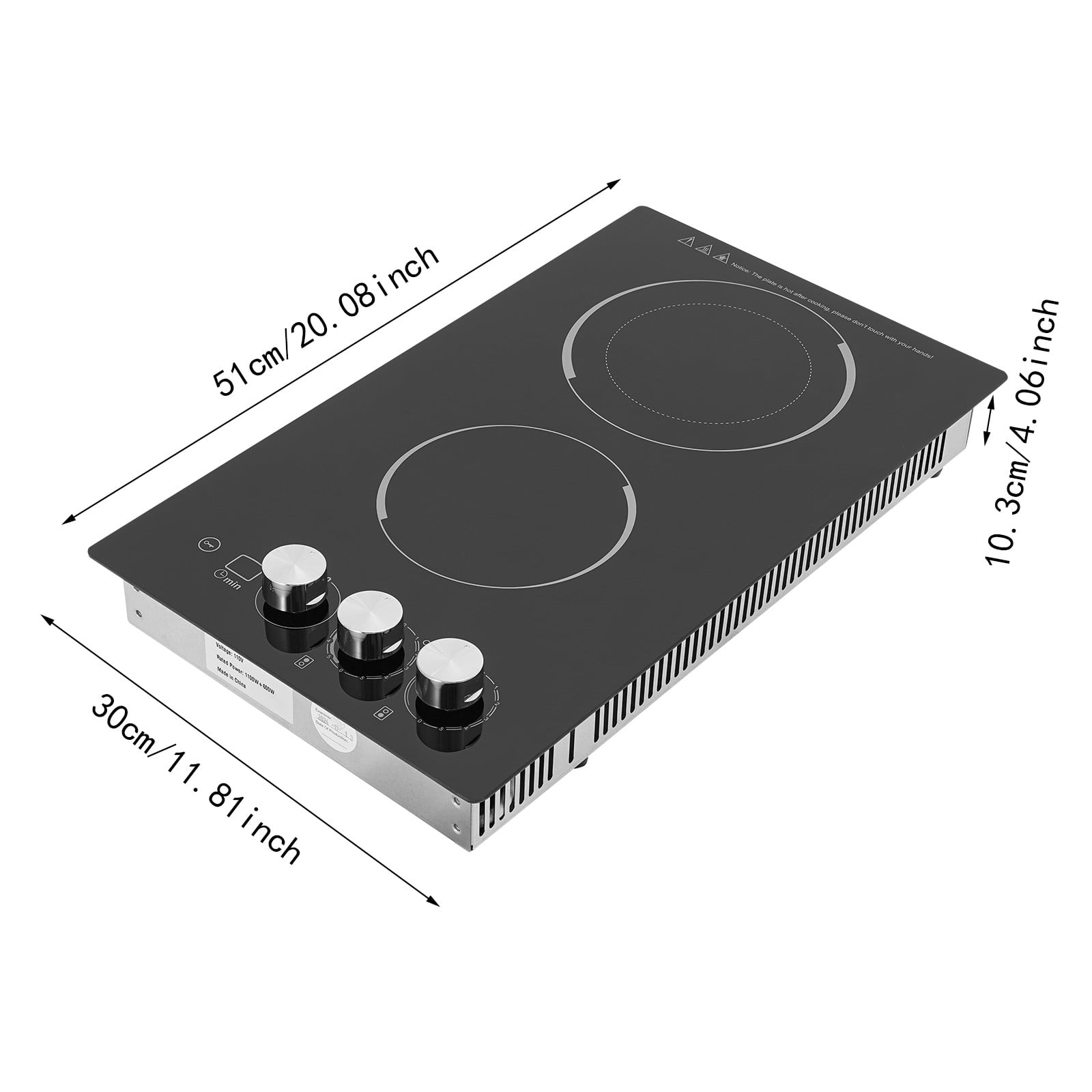 ToppiJoy 2 Burners Electric Ceramic Cooktop, Electric Stove Top Firepower Gears Adjustable with LED Display Safety Lock, for Kitchen Hotel Restaurant