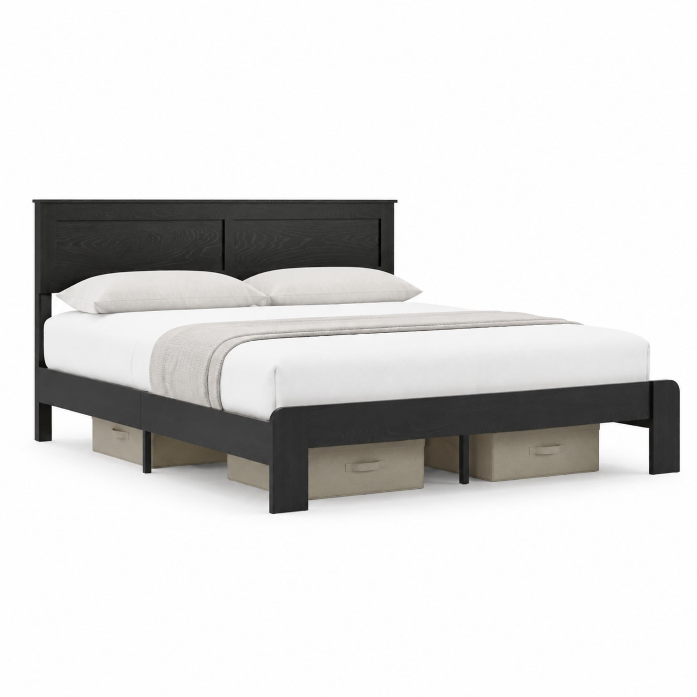 BSHTI King Metal Wood Platform Bed Frame with Headboard, No Box Spring Needed, Noise-Free Slat Support for Bedroom(Antique Black)