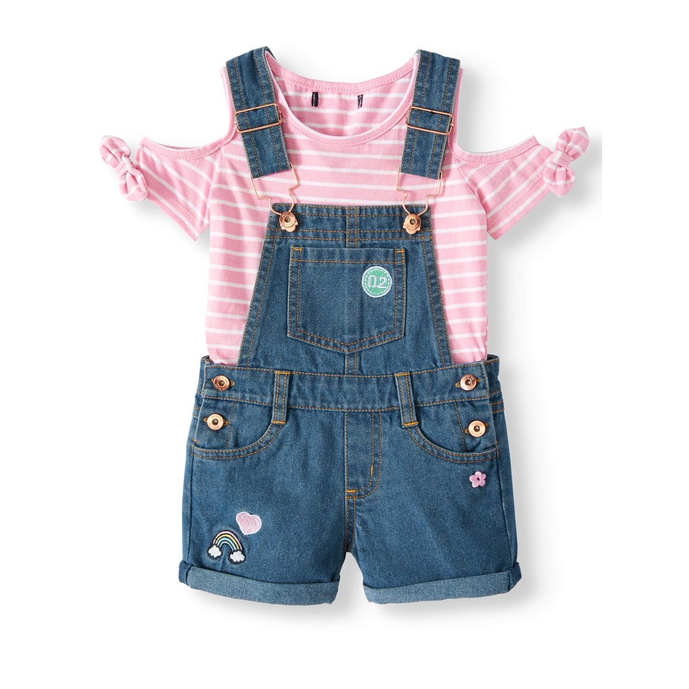 Limited Too Limited Too Cold Shoulder Tee & Denim Shortalls, 2pc