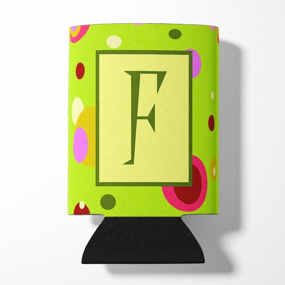 Letter F Monogram - Lime Green Can or Bottle Hugger