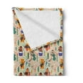 thumbnail image 2 of Africa Soft Flannel Fleece Blanket, Jungle Band with Instrument Playing Animals Lion Bear and Hare with Leaves Backdrop, Cozy Plush for Indoor and Outdoor Use, 50" x 70", Multicolor, by Ambesonne, 2 of 5
