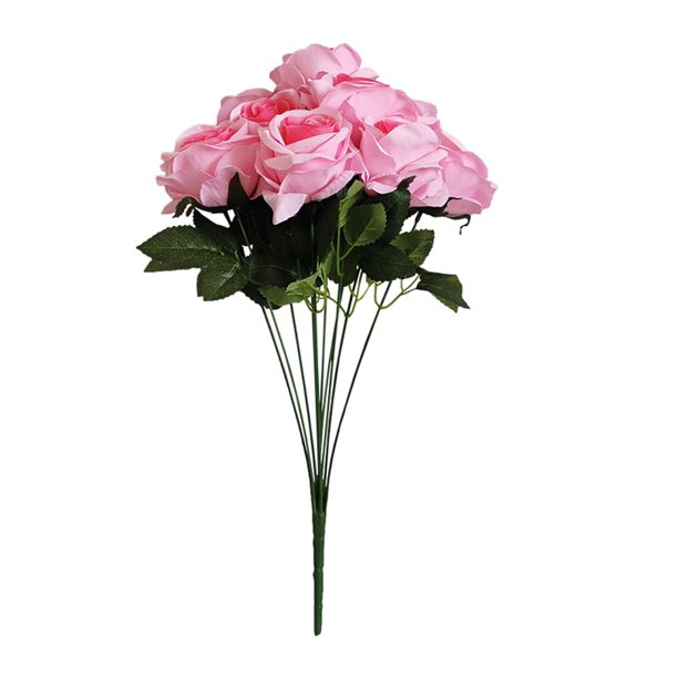 Ramo de novia de boda de flor de rosa artificial de 10 cabezas, ramo de flores de simulación de oficina en casa, rosa falso, rosa oscuro sidaley HA7036-04B