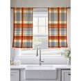 thumbnail image 4 of Vintage Plaid Sheer Curtains 45 Inch Length 2 Panels Set, Autumn Orange Red Grey Checkered Farmhouse Voile Window Treatment Rod Pocket Small Kitchen Curtains Drapes for Bedroom 52"x45"x2, 4 of 7