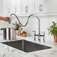 thumbnail image 4 of Wowow Bridge Kitchen Faucet: 3 Holes Kitchen Faucet with Pull Down Sprayer - Two Handles 8 Inch Centerset Kitchen Sink Faucet, 360° Swivel Spout, 4 of 8