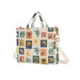 thumbnail image 7 of FORMRS Womens Corduroy Tote Bag Crossbody Shoulder Handbag with Pocket, Beige Playful Stamp, 7 of 7