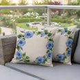 thumbnail image 4 of Spring Blue Flower Wreath Pillow Covers 2 Pack Country Watercolor Floral Bud Leaf Linen Pillowcase Waterproof Outdoor Throw Pillow Cover for Patio Garden Square Cushion 24”x24”, 4 of 9