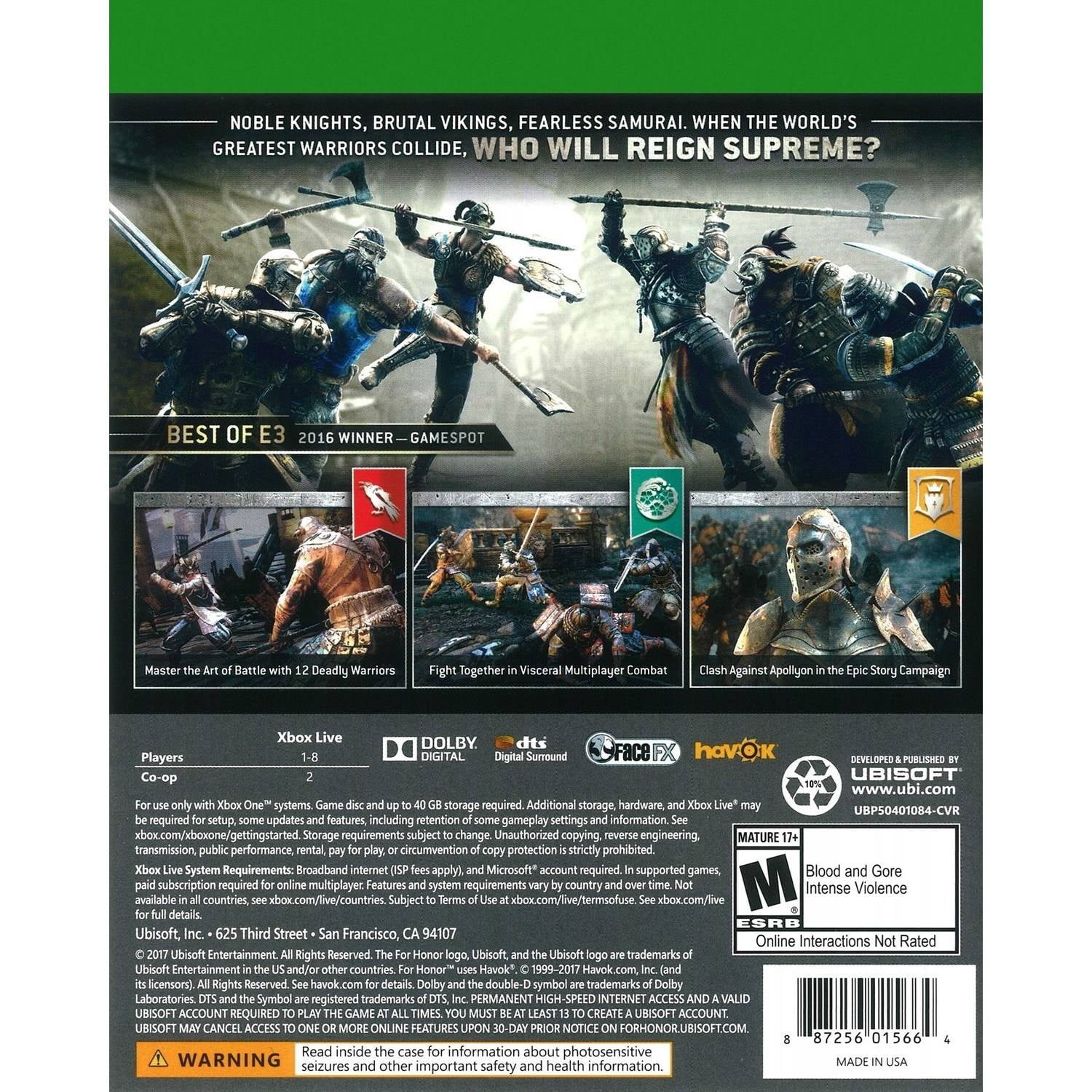kanaal Vochtig Democratie For Honor, Ubisoft, Xbox One, 887256024130 - Walmart.com