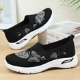 thumbnail image 5 of HTHLVMD Floral Embroidered Mesh Sneakers, Slip-On Walking Shoes, Womens Breathable Knit Slip-On Walking Shoes Embroidered Slip On Sneakers Lightweight Comfortable Orthopedics Walking Shoe, Black 5.5, 5 of 6