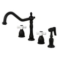 thumbnail image 3 of Kingston Brass Heritage Deck Mount Widespread Kitchen Faucet with Brass Sprayer Antique Brass Antique, 3 of 5