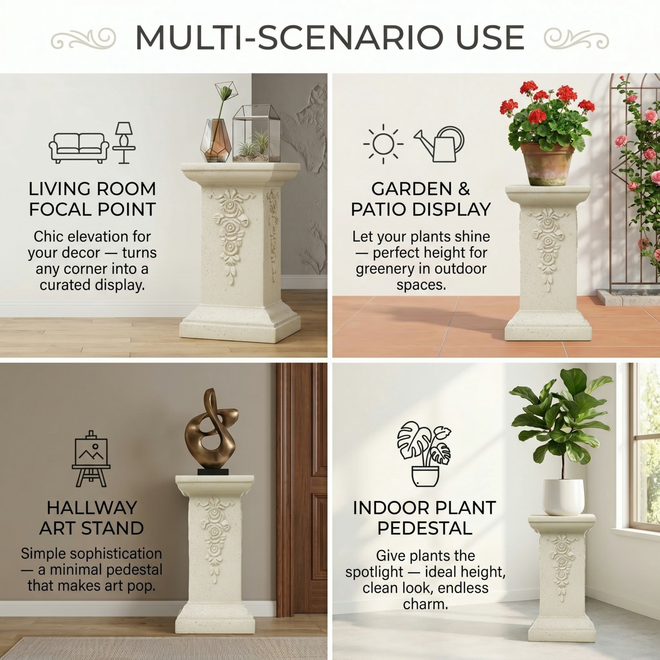 Christopher Knight Home 22.44"H MGO Pedestal Plant Stand, Floral Display Column, Sand