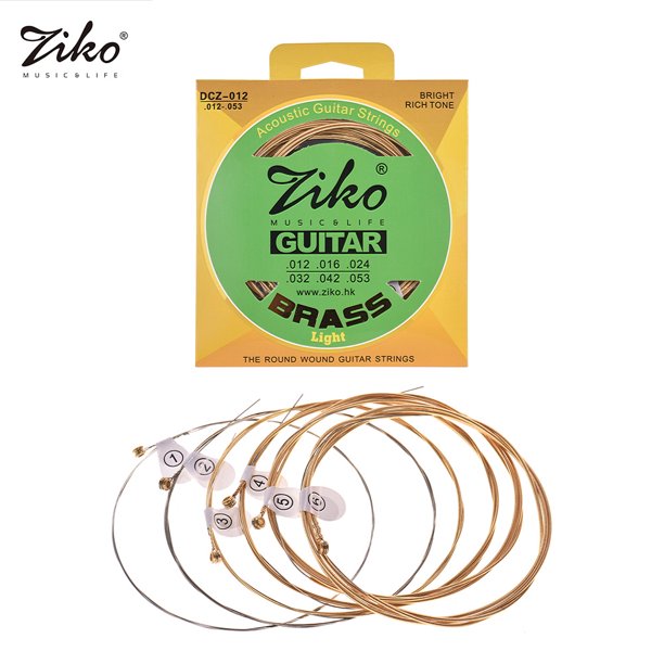 Cuerda ZIKO DCZ-012 Cuerdas de guitarra acústica ligera Hexágono Aleación Alambre Latón Herida Resistente a la corrosión 6 cuerdas Set Accesorios para instrumentos musicales ZIKO Cuerda