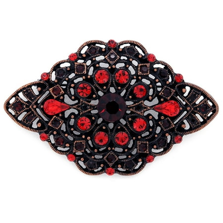 - Vintage Style Red Crystal Flower Pin Brooch