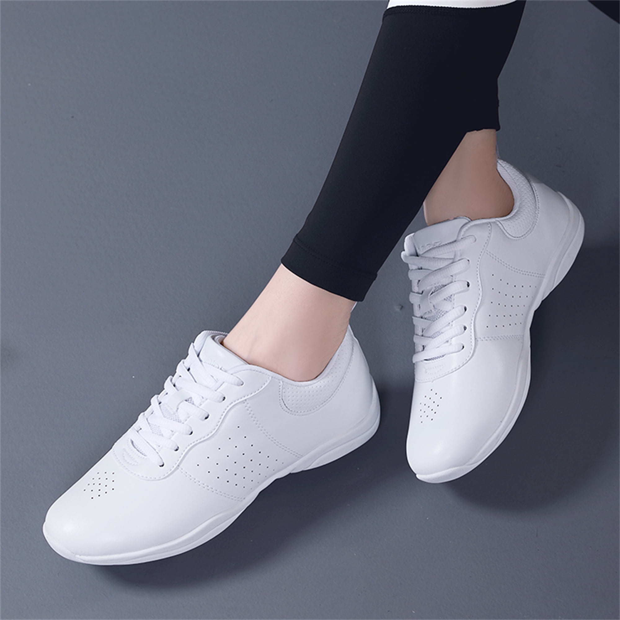 YOURDIARY Cheer Shoes for Women White Cheerleading Athletic Dance Shoes Flats Girls Walking Sneakers