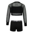 thumbnail image 4 of YUUMIN Kids Girls 3 Pcs Gymnastics Dance Swim Active Sets Mesh Crop Top Sports Bra with Shorts Jazz Hiphop Sweatsuits Black 8, 4 of 5