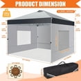 thumbnail image 4 of HOTEEL Canopy 10x10 Waterproof Pop up Canopy Tent with 4 Sidewalls Outdoor Event Shelter Tent for Parties Sun Shade Party Commercial Canopy with Air Vent & One Push Central Button, Light Gray, 4 of 8