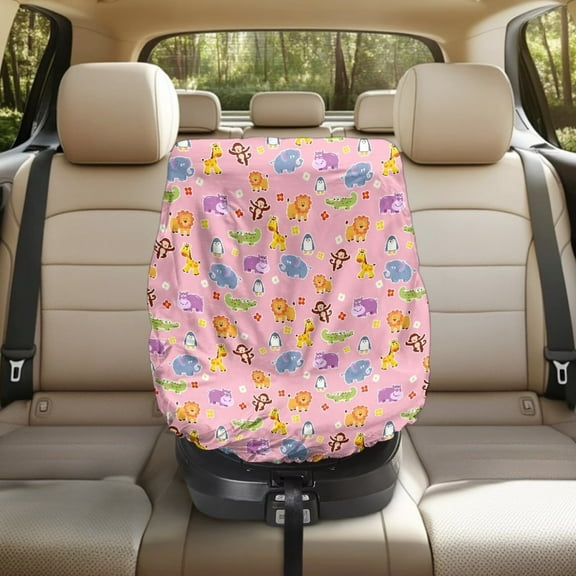 KUIFORTI Baby Car Seat Cover Cute Animal Baby Car Seating Sun Shade Cover for Keeping Infant Car Seat Cool, Foldable Car Accessories, Easy to Install