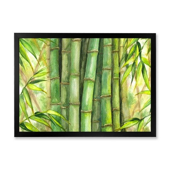 Designart 'Bright and Green Bamboo Stems' Transitional Framed Art Print