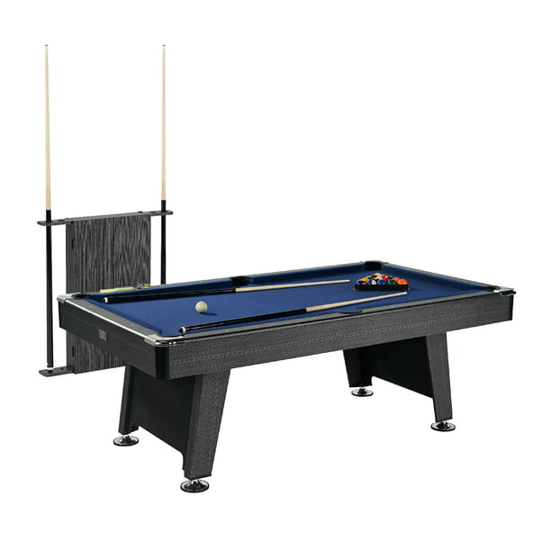 Barrington Billiard 7' Pool Table with Hanging Cue Rack, Indoor Game, Black/Blue