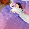 thumbnail image 4 of jejeloiu Pink Purple Sky 7-Piece Twin Bedding Sets,Galaxy Starry Night Bedding Comforter Set For Girl Teens Reversible, 4 of 8