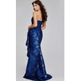 thumbnail image 2 of Women's Jovani 39438 One Shoulder Metallic Ruffle Gown Dress Navy Blue And Multi Size 12 Blue/multi, 2 of 3