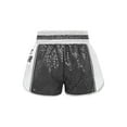 thumbnail image 2 of Hansber Boys Muay Thai Fight Shorts Sequins MMA Kickboxing Grappling Training Bottoms Combat Sport Shorts Black White 12, 2 of 3
