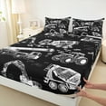 thumbnail image 3 of Feelyou Boys Construction Truck Queen Sheet Sets, Tractor Machinery Flat Sheet, Black Grey Vehicle Queen Fitted Sheet, Microfiber Bedroom Decor, 4 Pieces, 3 of 7