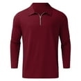 thumbnail image 4 of Golf Shirts for Men Long Sleeve Half Zip Up Business Shirt Textured Ribbed Knit Stretchy Pullover Office Work Blouse, 4 of 5