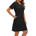 thumbnail image 3 of MOSHU V Neck Dresses for Women Side Split Short Sleeve Dresses Casual Summer Dress with Pockets, 3 of 10