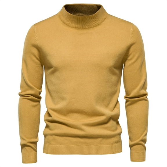 jjayotai Clearance Sweater For Men Men's Turtleneck Sweater Solid Color Pullover Long Sleeve Loose Base Shirt Top Warm Jumpers
