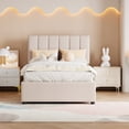 thumbnail image 2 of Twin Size Upholstered Platform Bed with a Hydraulic Storage System, Beige, 2 of 19