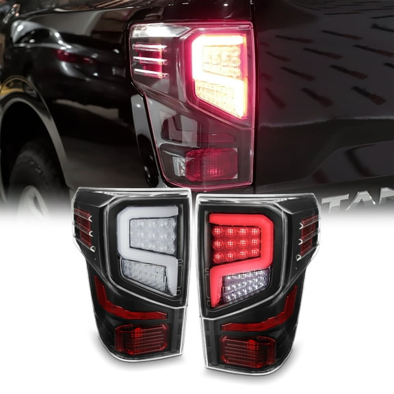 AKKON - For 2016-2021 Nissan Titan LED Tail Tube Lights Brake Lamps Black Housing Assemblies