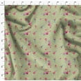 thumbnail image 5 of Soimoi Tissu en Soie Verte Baies Rouges & Rayures Florales Tissu au Mètre 42 Pouces de Large, 5 of 5