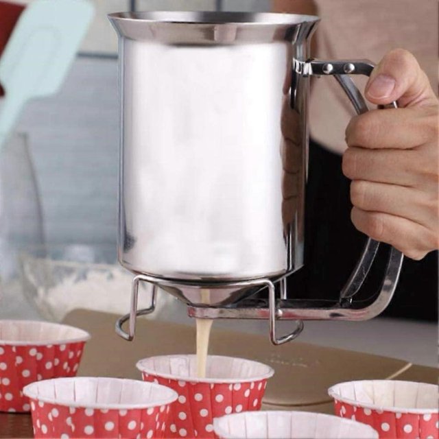 Stainless Steel Batter Dispenser Professional Batter Funnel Kitchen Tool for Baking Cakes Cupcakes Crepes Muffins Waffles