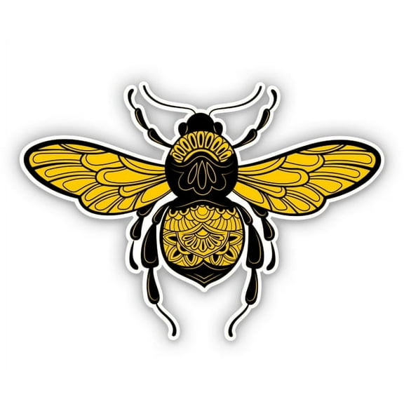 Ornate Pretty Bumble Bee - 3" Vinyl Sticker - For Car Laptop Water Bottle Phone - Waterproof Decal