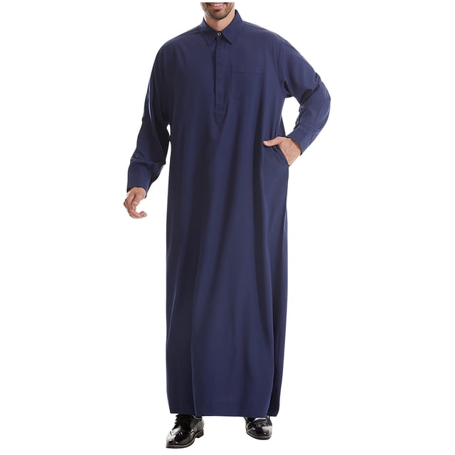 Styesk Vestes pour Hommes Robe Musulmane Arabe Robe Longue Style Manches Longues Chandail Longue Chemise Mode Décontractée