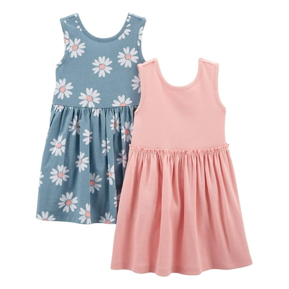 Conjunto de vestido Simple Joys by Carter's Girls, paquete de 2 unidades, 5T, azul empolvado