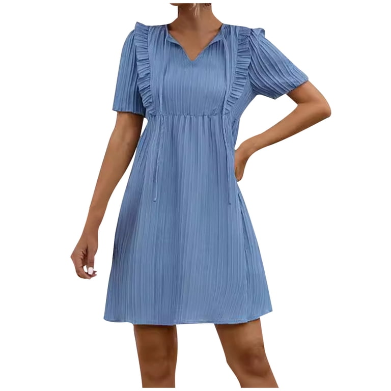 AOOCHASLIY Ladies' Holiday Dress Women Casual Summer Elegant Dress V Neck Short Sleeve Short Solid Flowy Beach Dresses - Walmart.com AOOCHASLIY Ladies' Holiday Dress Women Casual Summer Elegant Dress V Neck Short Sleeve Short Solid Flowy Beach Dresses - Walmart.com