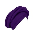 thumbnail image 3 of African Soild Color Pre-Tied Headwrap for Women, Braid Design Headscarf Turban Cap, Adjustable Stretchy Beanie for Wedding, Church, and Casual Style Purple, 3 of 6