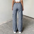 thumbnail image 4 of Cargo Pants for Women High Waisted Casual Pants Baggy Wide Leg Y2K Streetwear with 6 Pockets Dark Gray XS, 4 of 5