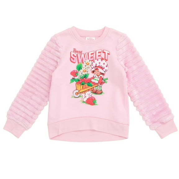 Strawberry Shortcake Fleece Pullover Sweatshirt with Faux Fur Sleeves Toddler to Big Kid