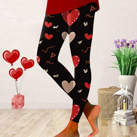 Valentine's Day Cute Print High Waist Skinny Comfortable Sports Leggings For Women V Shaped Leggings for Women Teacher Clothes Hot Leg Warmers for Women 80s Women Leggings Maternity Fashion Leggings