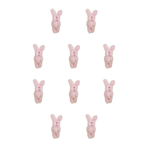 sweethay Mini conejos articulados, encantador colgante de conejito de peluche resistente, pequeños adornos DIY, regalos de muñecas, Rosa 6cm 10Conjunto