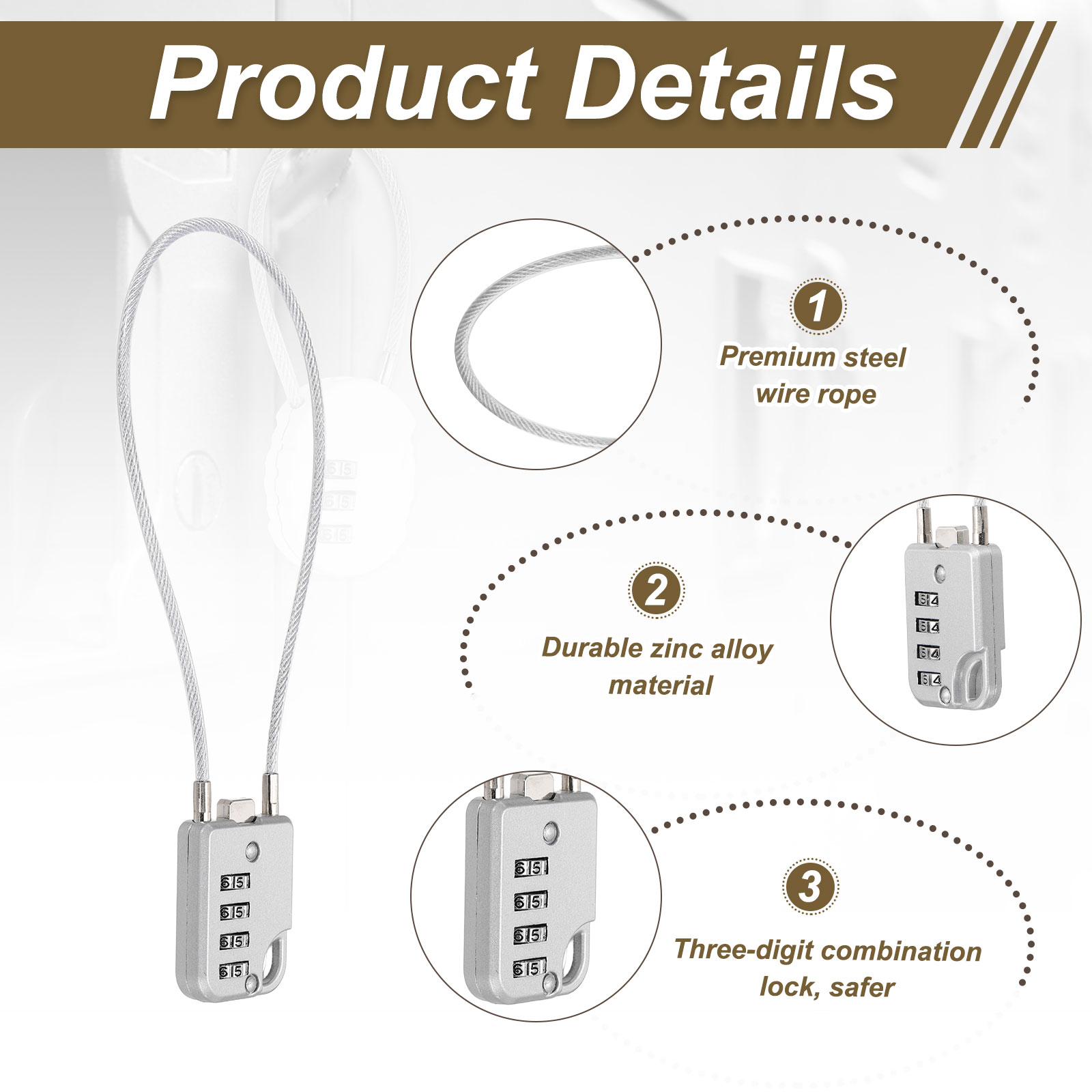 Uxcell 1-Pack Combination Padlock, Zinc Alloy 4 Digit Password 12
