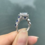 Newshe Jewellery Wedding Ring Set For Women 925 Sterling Silver Engagement 2.5ct Princess White 3pcs Cz Blue Size 8