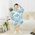 thumbnail image 6 of Dailycode Wearable Blanket Hoodie Oversized Sherpa Flannel Blankets with Pocket for 3-14 Year Old Sea Wave, 6 of 7